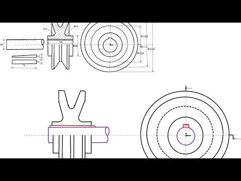 Assembly drawing of v belt pulley