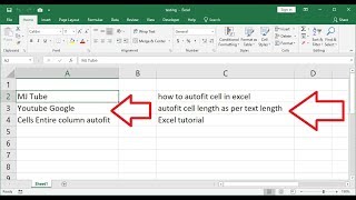 Auto Fit Cell as per Text Length in MS Excel (2003-2016)