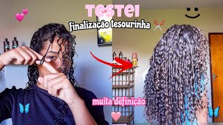 TESTEI A FINALIZAÇÃO TESOURINHA NO MEU CABELO 👩‍🦱🥳💜 *ficou mt definido*