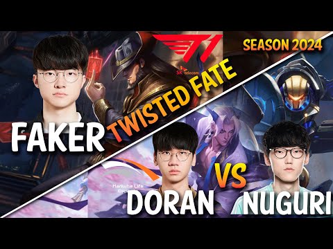 T1 Faker TWISTED FATE Mid | HLE Doran YONE vs Nuguri JAYCE Top - Patch 14.3 KR Ranked | lolrec