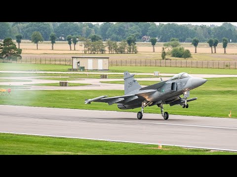 Flygvapnet 90år - Rote JAS 39 Gripen startar från Malmens flygplats [4k Video]