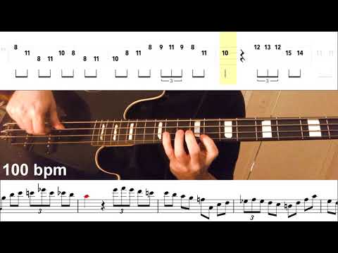 Donna Lee Bass Lesson Slow to Fast w/ Tabs and Standard Notation