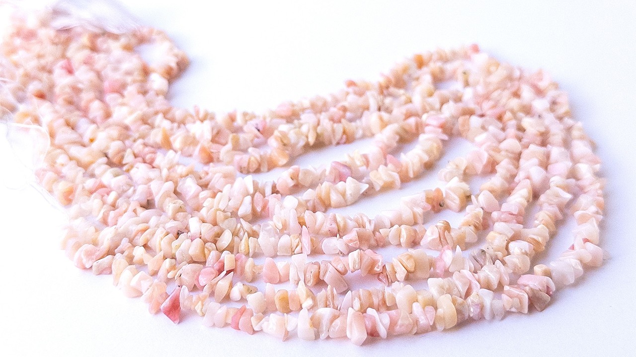 Pink Peruvian Opal | Chips | 4-5mm Bead Size | 42cm Strand Length video