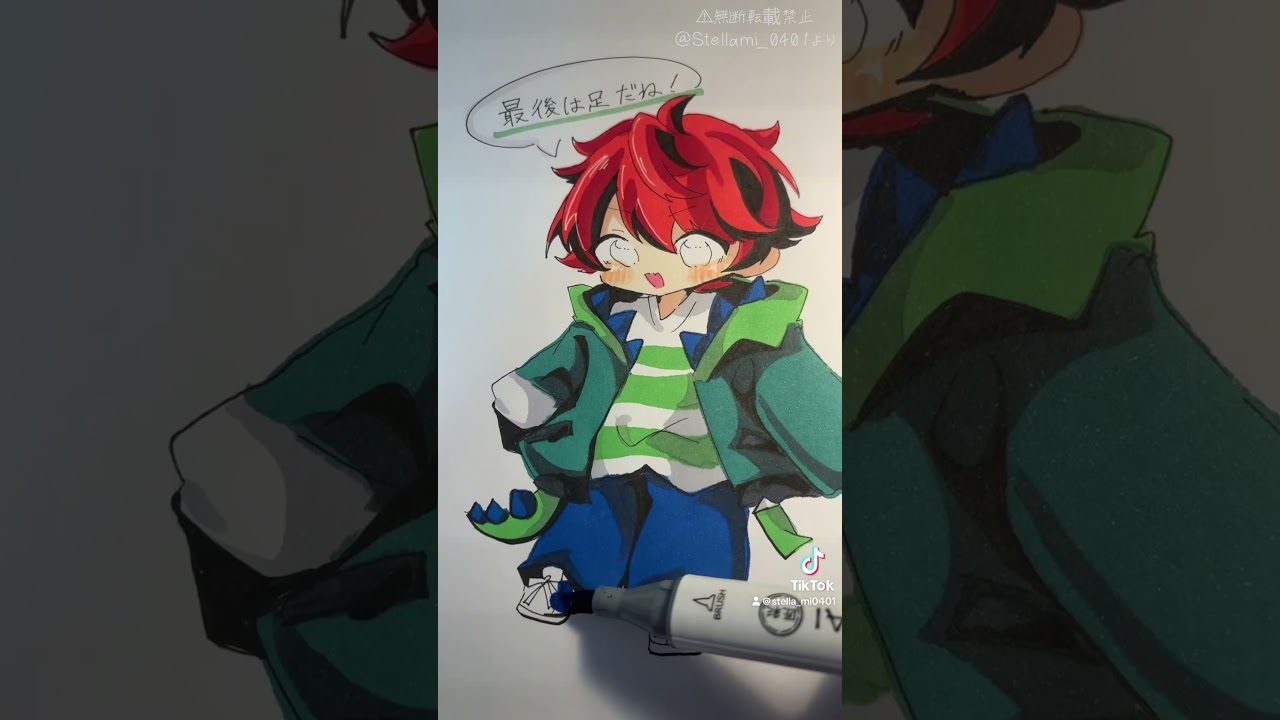 からぴちのじゃぱぱさんを色塗りしてみました!!🍑🦖  #カラフルピーチ #からぴち #じゃぱぱ #色塗り動画 #Stellaの色塗り動画🍀