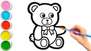 🧸 Cara Menggambar Boneka Beruang Langkah demi Langkah | Menggambar & Mewarnai untuk Anak #427
