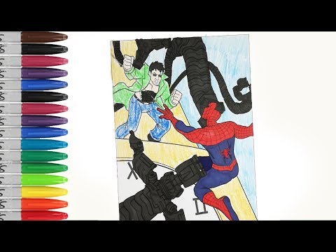 SPIDERMAN Vs Doctor Octopus Front The Clock Tower Coloring Pages SAILANY Coloring Kids