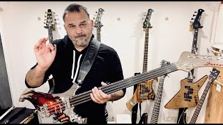 Video thumbnail for Warwick „Buzzeight“ Buzzard 8 string bass fretless - pick vs fingerstyle by Hardys Rock Café