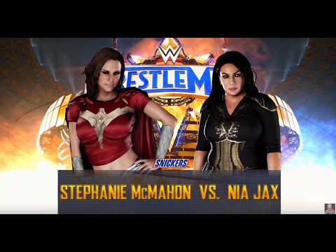 WWE 2K18 Stephanie McMahon (Wonder Woman costume) vs Nia Jax 2 out of 3 falls match