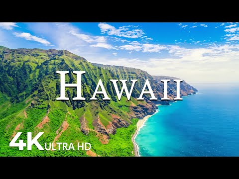 FLYING OVER HAWAII (4K UHD) - Soothing Music Along With Beautiful Nature Video - 4K Video Ultra HD