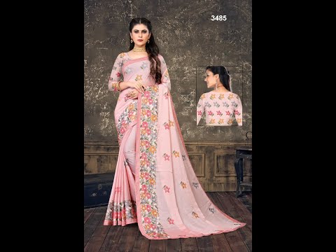 5 color embroidery work saree, with blouse piece, 5.5 m (sep...