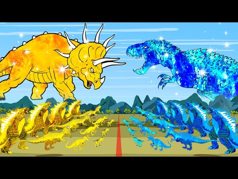 EVOLUTION OF DIAMOND T-REX VS GOLD TRICERATOPS DINOSAURS:  Lost In Dinosaur Jurassic World