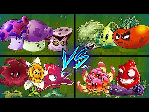 Random 4 Team Mushroom_Vegetable Flower_Fruit - Who Will Win ? - PvZ2 Team Plants vs Team Plants