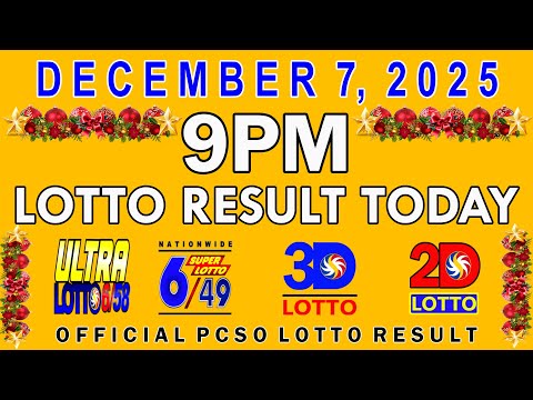 9pm Lotto Result Today PCSO December 7 2025