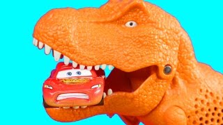 Disney Pixar Cars Lightning McQueen & Mater With Matchbox On A Mission Dino Trapper Trailer