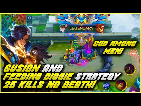 GUSION & FEEDING DIGGIE STRAT | 25 KILLS NO DEATH! | Gusion Rank Gameplay | Mobile Legends