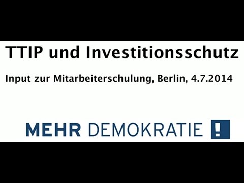Schulung zu TTIP & CETA: Vortrag von Dr. Michael Efler zu TTIP und Investitionsschutz