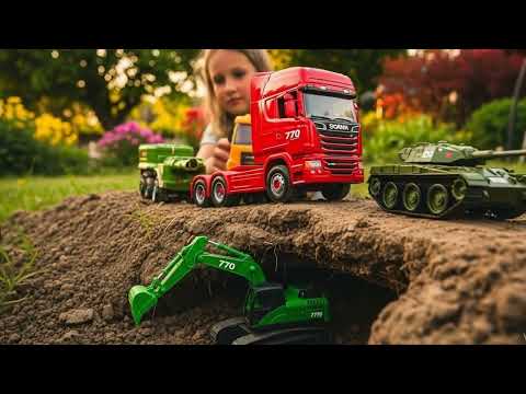 The Adventures of the Red Scania Toy Truck#rcb #excavator #jcb #ai #subscribe #viralvideos #videos