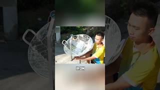 A young man used an iron pot and a mirror to make a solar power generation device #shorts