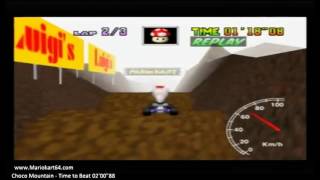 Mario Kart 64 - Time Trials - Choco Mountain 2'00"71 Elite A [N64 PAL]