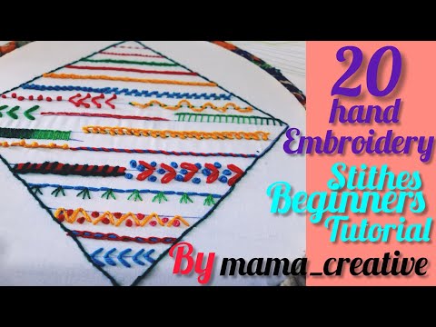 20 hand embroidery Stithes: beginners tutorial: by mama-creative