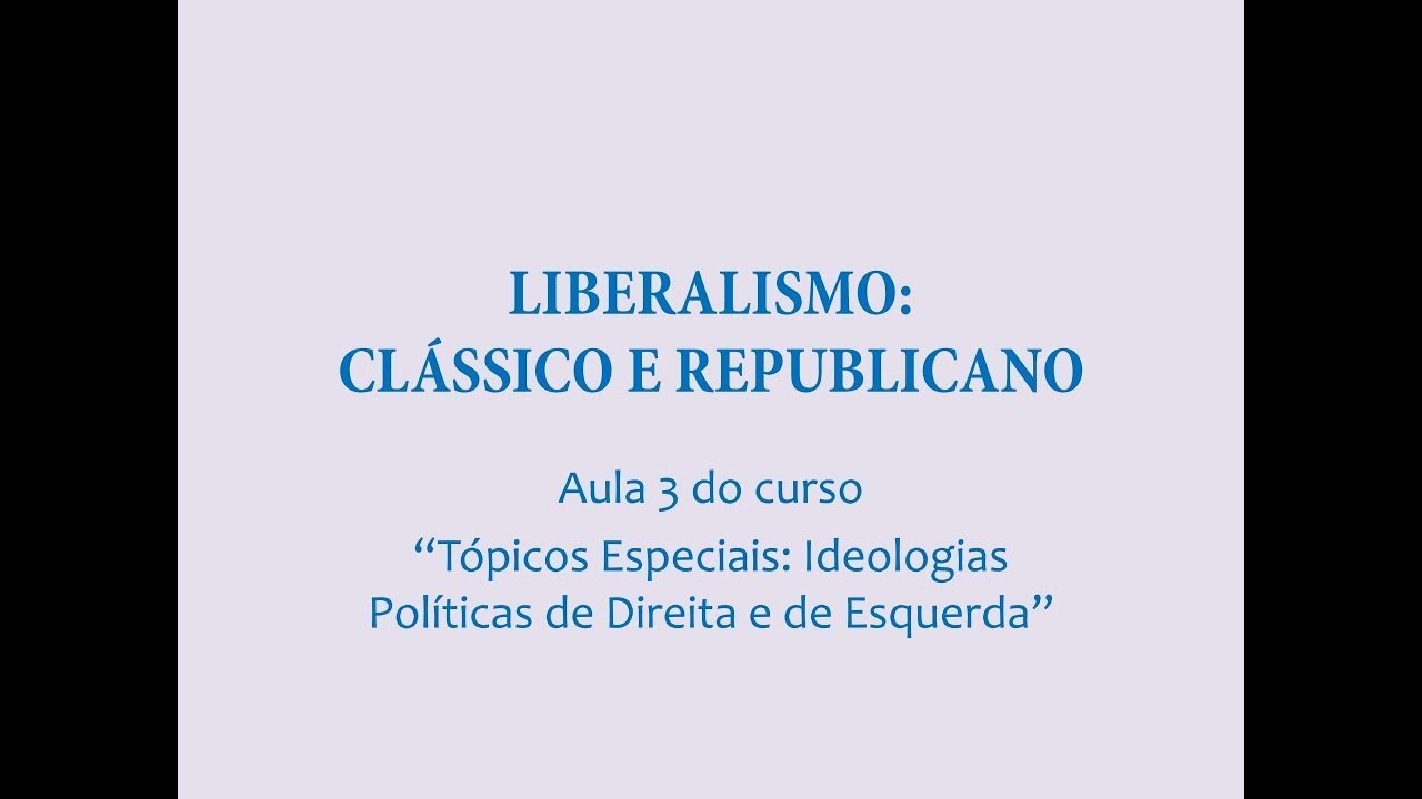 #3 Curso Ideologias Políticas de Direita e de Esquerda - Aula 3 Liberalismo Clássico