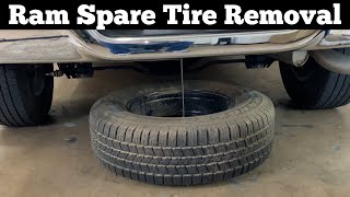 How To Remove A 2009 - 2021 Dodge Ram Spare Tire - Jack Removal Location - Change Flat Tire
