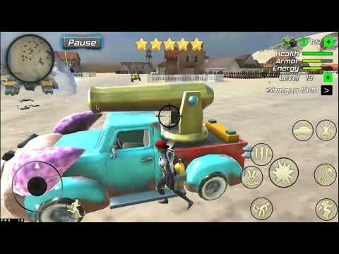 Rope Frog Ninja Hero Car Vegas | HGames-ArtWorks Studio | Using a Clown Car and Fighting Robots