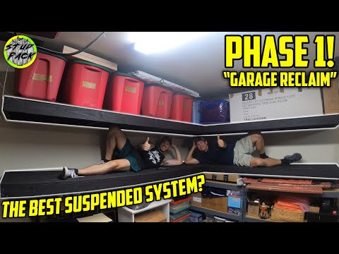DIY Garage Storage Shelves - Threaded Rod Suspension System