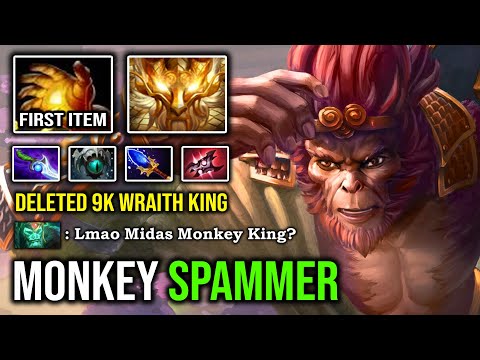 INCREDIBLE MONKEY KING SPAMMER First Item Midas 100% Destroyed 9K MMR Wraith King with Best Build