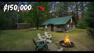 $150K Michigan Log Cabin for Sale with 5+ Acres Peaceful Retreat