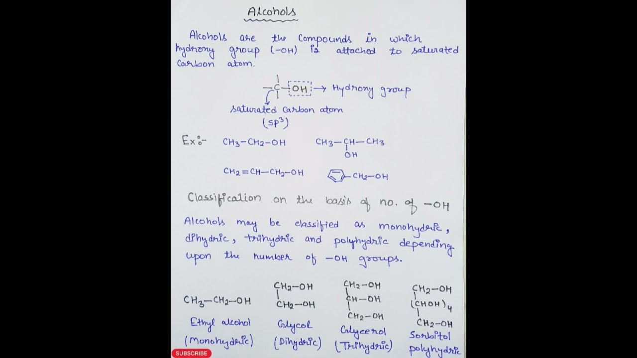 Alcohols, introduction and classification,  B.Sc. organic Chemistry,