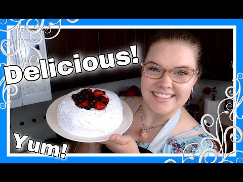 Low-Carb (Keto) Angel Food Cake with Berries and Whipped Cream! // Bake with Me!