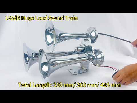 12V/24V Triple Trumpet Chrome Air Train Horn 152dB Huge Loud Sound