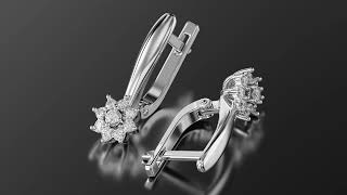 Сережки в білому золоті з діамантами. Артикул 770448В  - Фото 3
