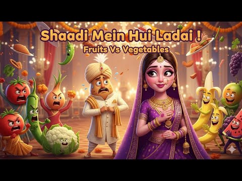 Shaadi Mein Hui Ladai | Fruits Vs Vegetables Funny Poem For Kids | WimboRhymes
