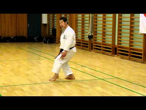 Sensei Masao Kagawa demonstrates the shifting between neko-ashi dachi and kokutsu-dachi #shotokan