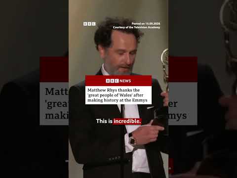 Matthew Rhys thanks the people of Wales after historic Emmy wins. #Emmys #BBCNews