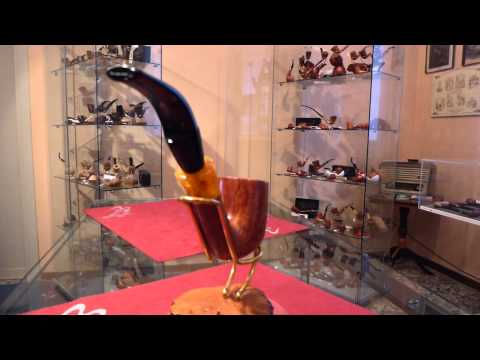 Pipa in radica e ambra bent freehand - www.paronellipipe.it