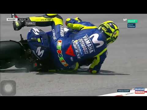 MotoGP Valentino Rossi crash at malaysian gp Sepang 2018