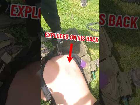 It blew his back up!  #airsoft #airsoftcanada #airsoftfail