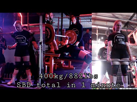 400kg/882lbs SBD total in 1 minute (-76 junior)