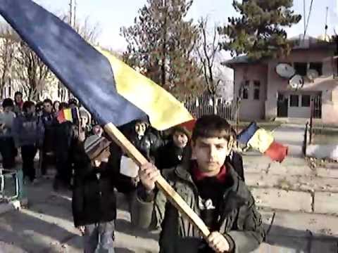 Defilarea  elevilor de la Şcoala Anghel Manolache -SCRIOAŞTEA de 1 Decembrie 2011.