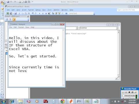 Excel VBA example 12: The If then structure