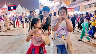 Lao Americans Explore Street Food Night Market + Food Review (Vientiane Center - Vientiane, Laos) 🇱🇦