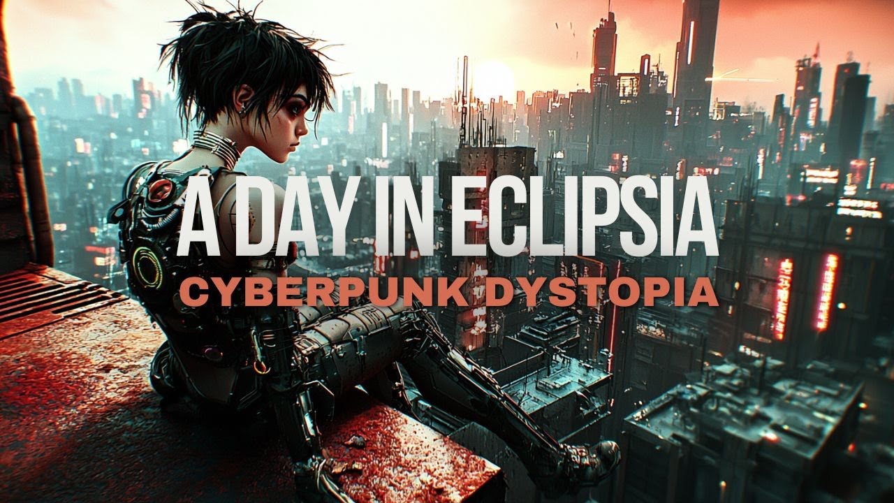 A Day in Eclipsia | Cyborg Girl’s Life in a Cyberpunk Dystopia | AI-Generated Art