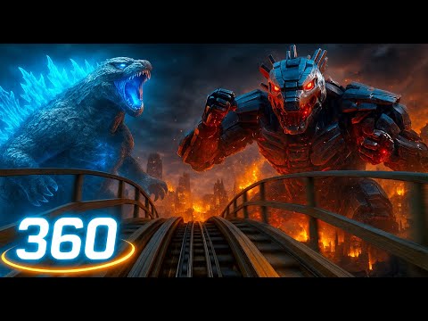 360 / VR Epic Godzilla vs Mecha Godzilla vs Monster Roller Coaster