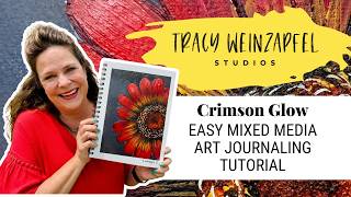 Paint a Bold Textured Red Flower with Acrylic Paint & Mixed Media Techniques