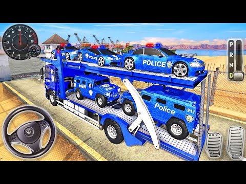 US Police Car Park Transporter Driving - Police Trailer Truck Driver Simulator - Android GamePlay #4
