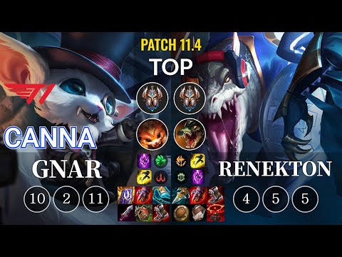 T1 Canna Gnar vs Renekton Top - KR Patch 11.4