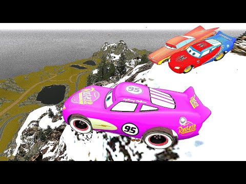 GTA 4 Cars 3 Snow Mountain Cliff Drop Crash Testing Ep. 11 | GTA IV McQueen